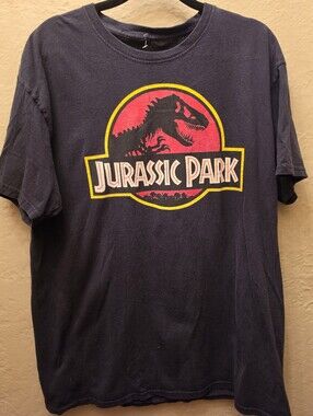 Jurassic Park T-Rex Logo Black Graphic T-Shirt Men’s L Universal Movie Tee